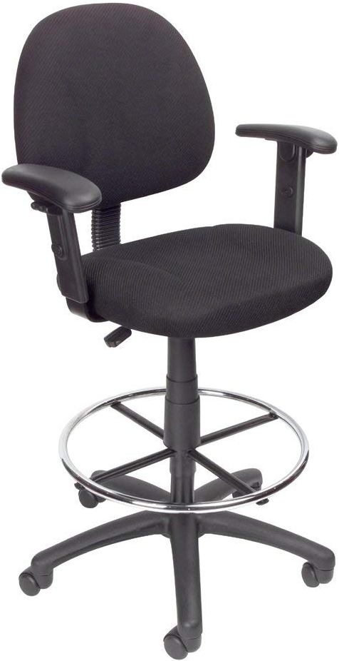 BOSS Office Products Drafting Stool With Foot Ring And Adjustable Arms