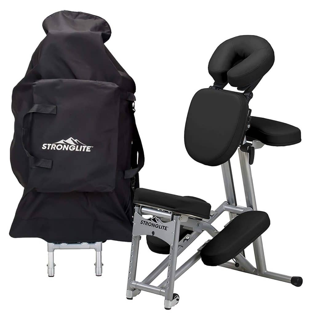 portable massage chair features a Lightweight, Foldable Tattoo Spa Massage Chair with wheels (only 19lbs), Black